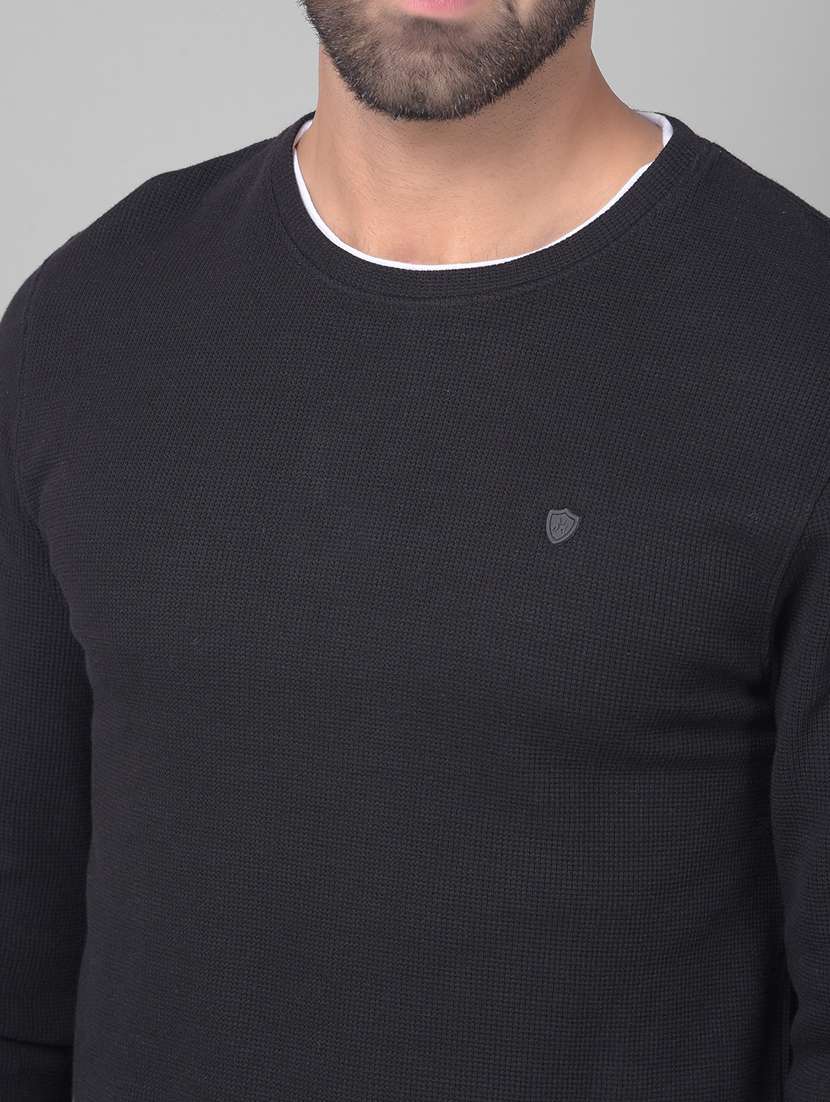 men solid charcoal cotton regular pullover - 20509803 - Standard Image - 4
