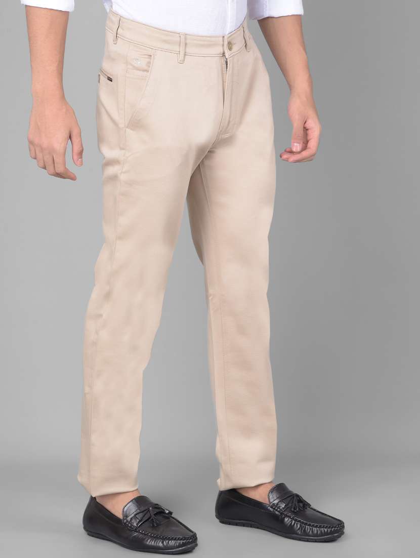 beige cotton chinos casual trousers - 20509836 -  Standard Image - 1