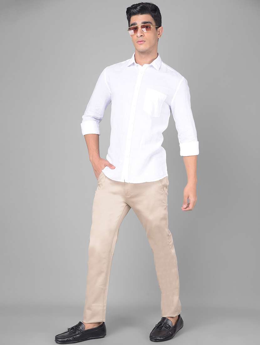 beige cotton chinos casual trousers - 20509836 -  Standard Image - 4