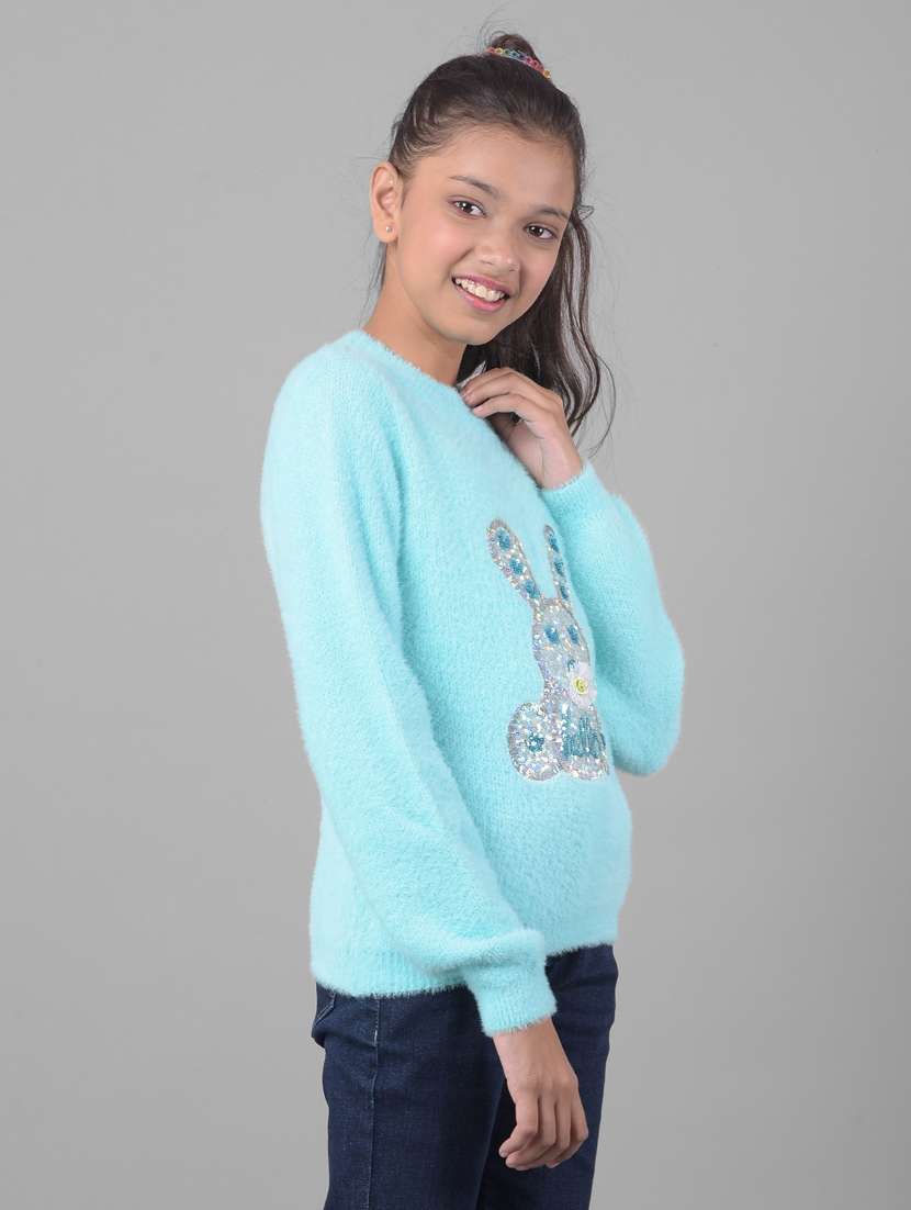 girls light blue regular sweater - 20509843 -  Standard Image - 1