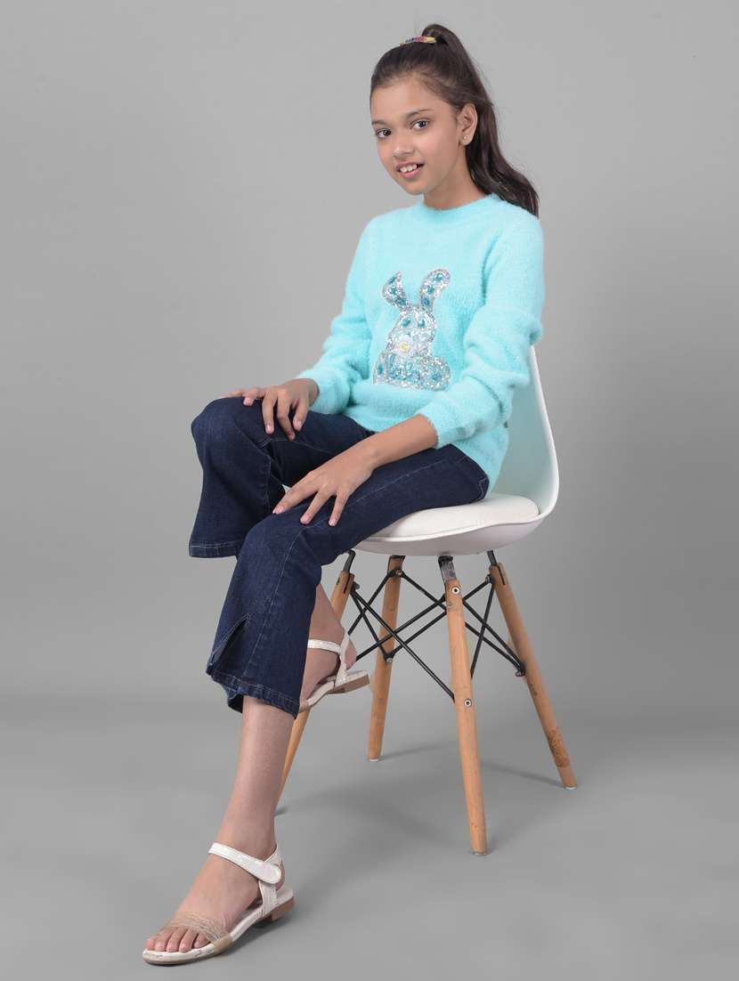 girls light blue regular sweater - 20509843 -  Standard Image - 4
