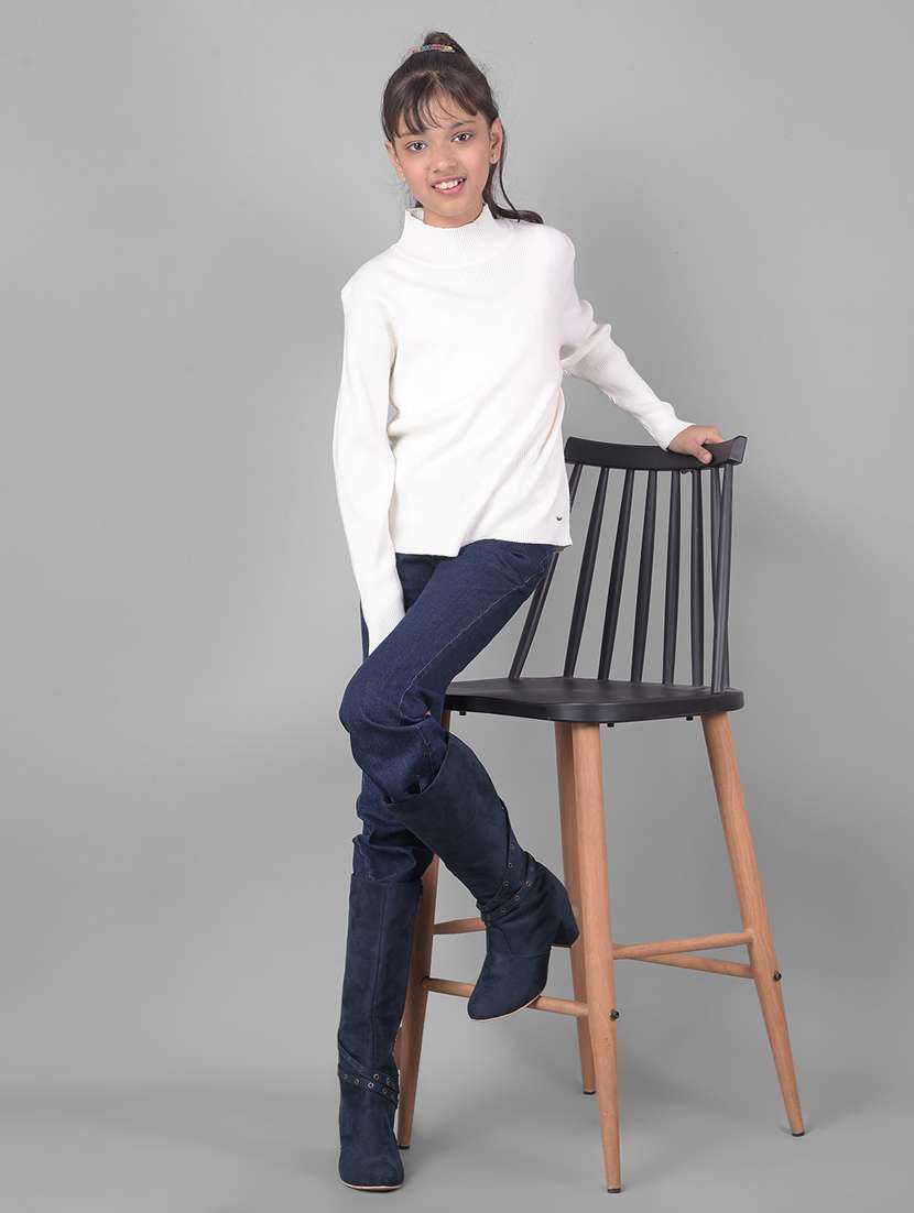 girls white solid regular sweater - 20509846 -  Standard Image - 4