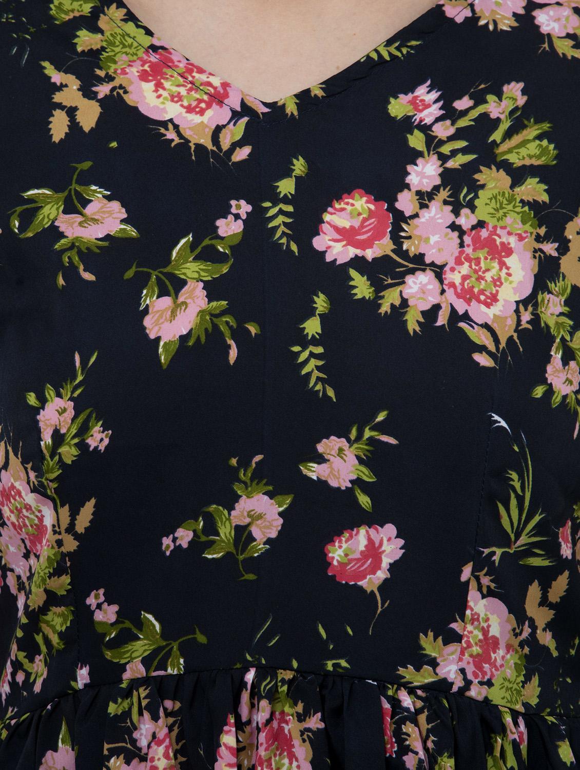 floral print bell sleeves peplum top - 20510349 - Standard Image - 4