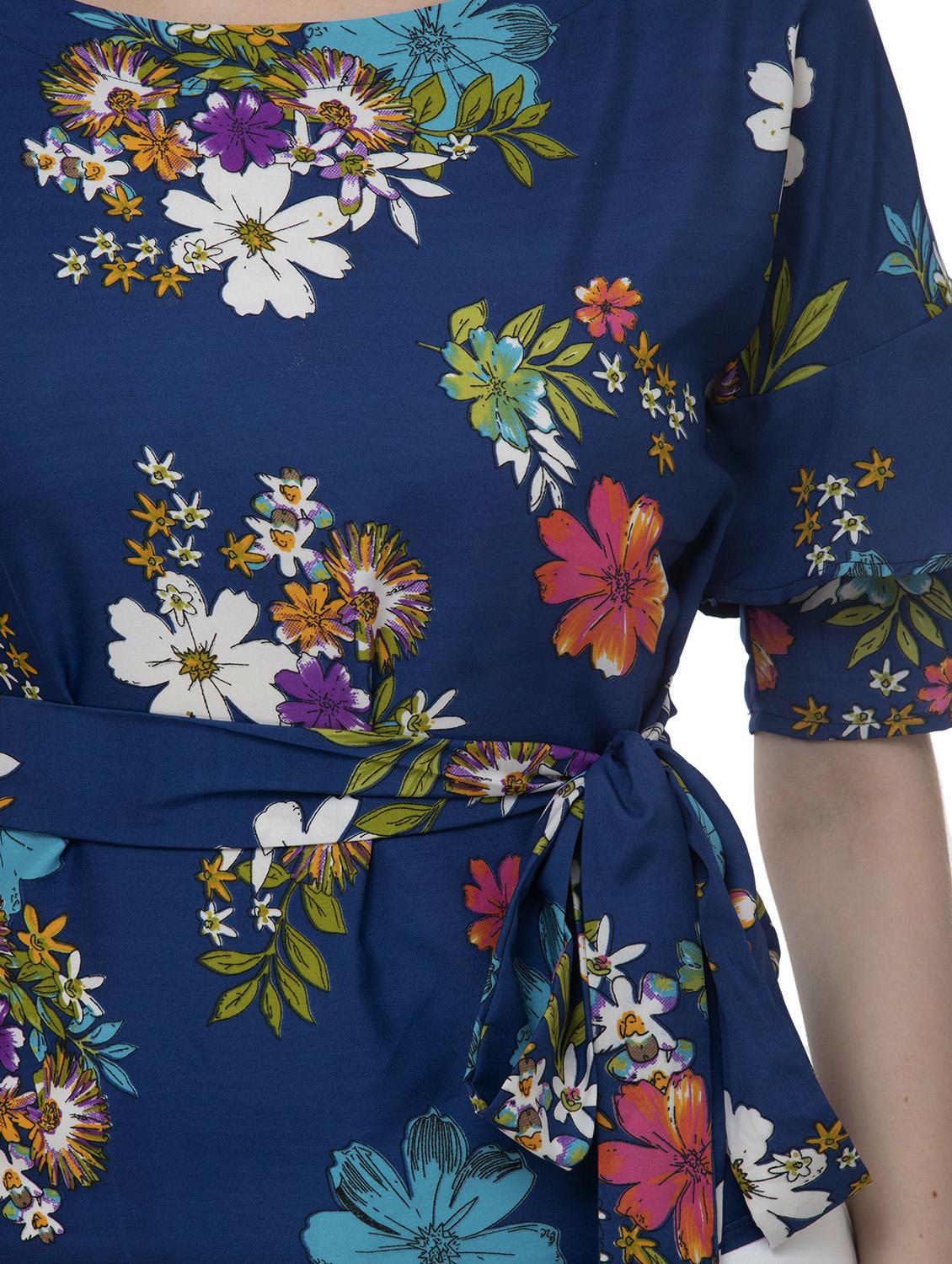 navy blue floral print peplum top - 20510507 - Standard Image - 4