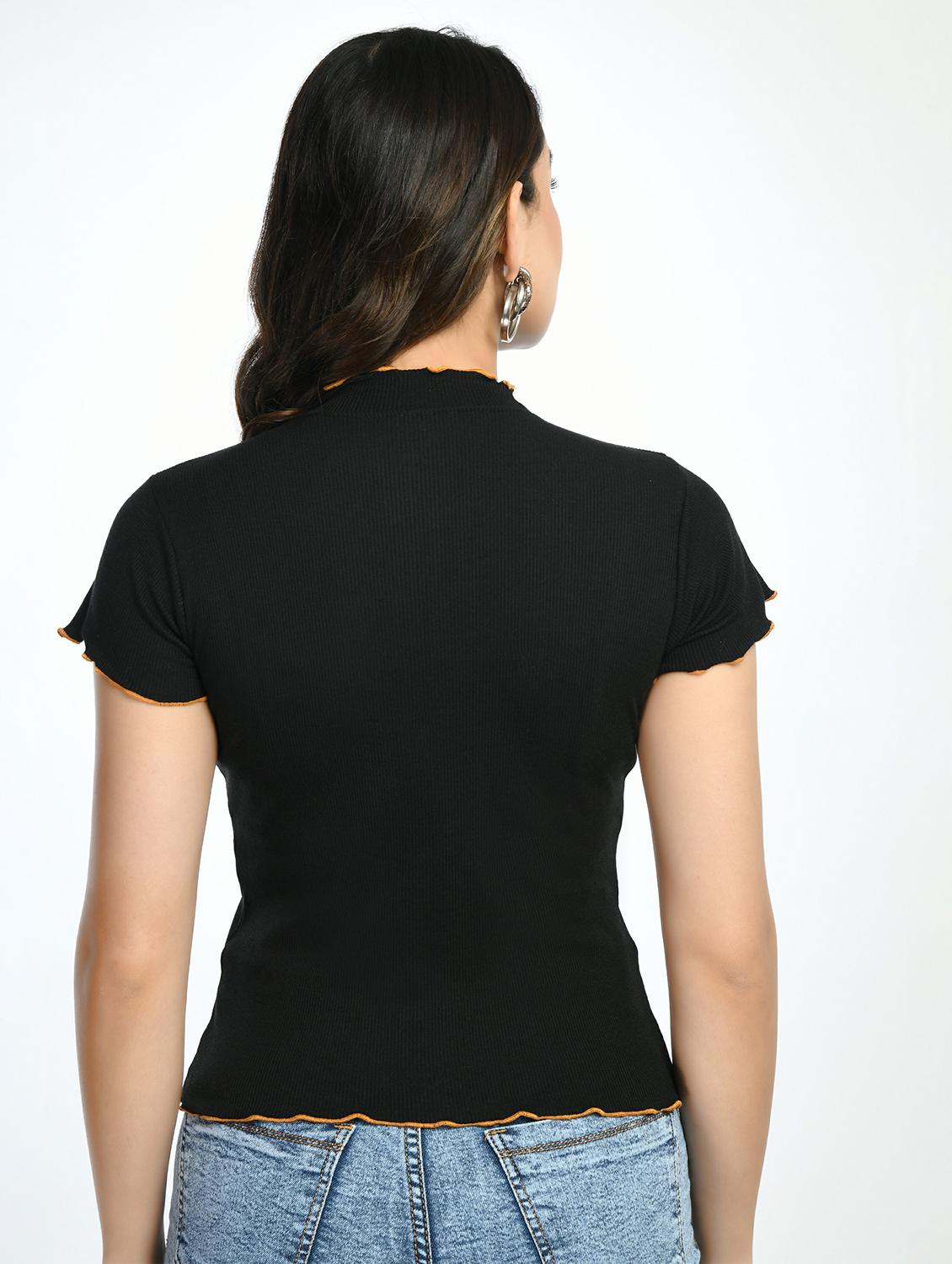 women applique work short sleeves top - 20510545 - Standard Image - 1
