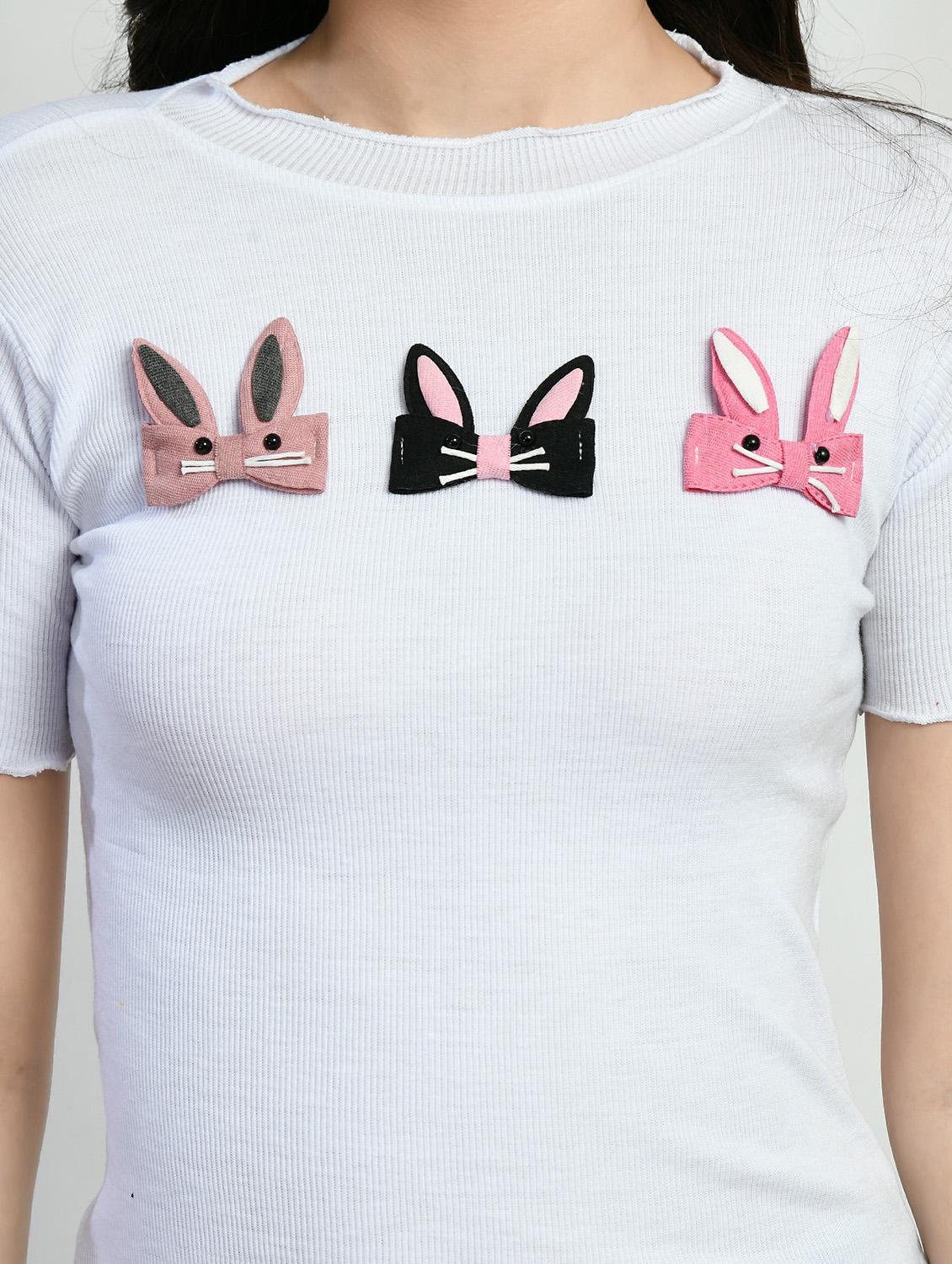 women applique work short sleeves top - 20510560 - Standard Image - 4