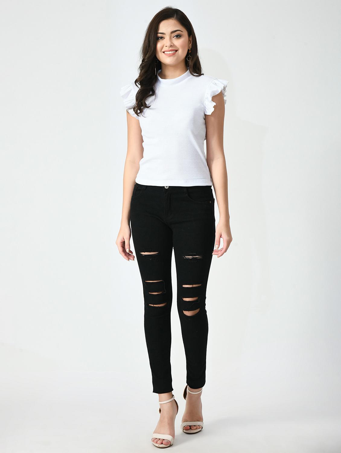 women solid cap sleevels top - 20510591 - Standard Image - 4