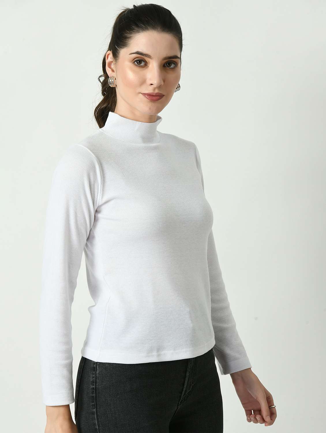 women solid long sleeves top - 20510744 -  Standard Image - 1