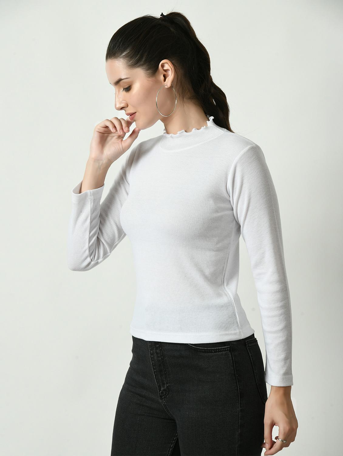 women solid long sleeves top - 20510758 - Standard Image - 1