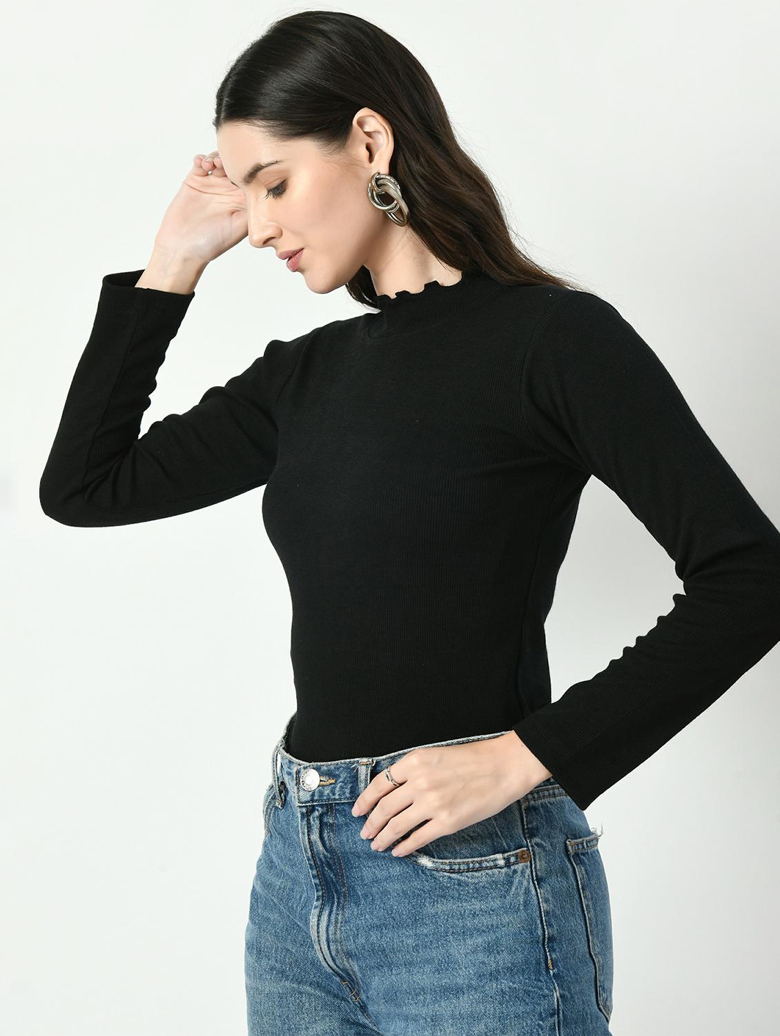 women solid long sleeves top - 20510769 - Standard Image - 1
