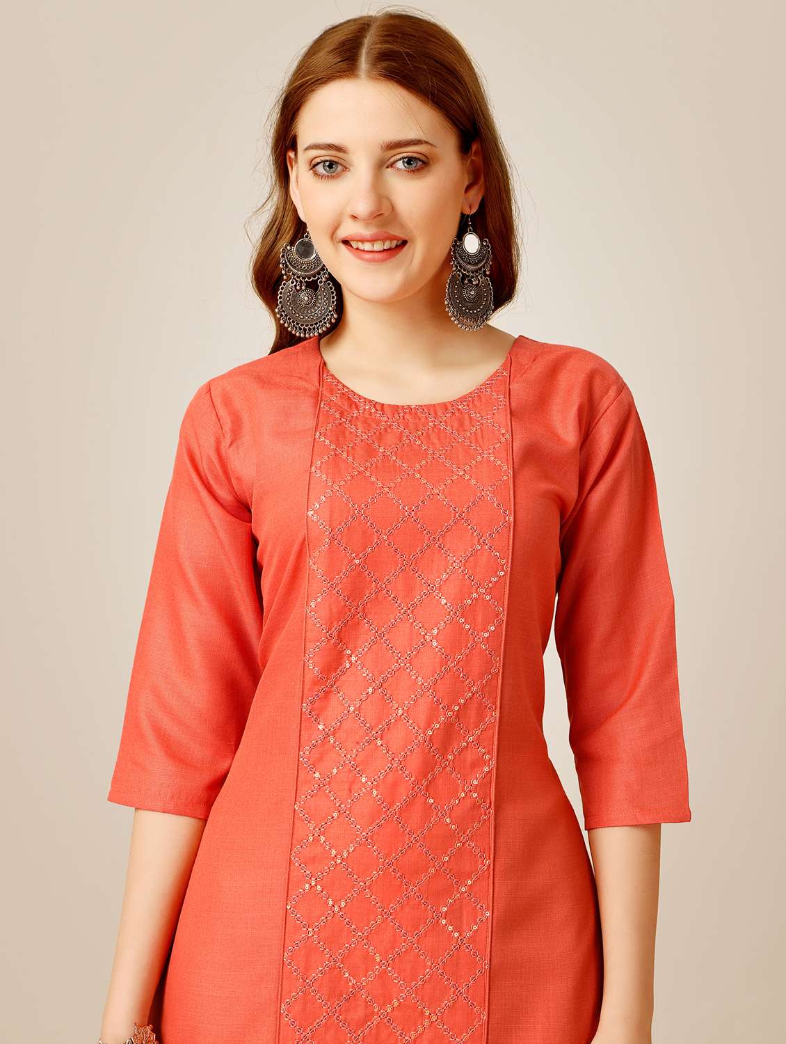 peach cotton blend kurta pant  set - 20511161 -  Standard Image - 4