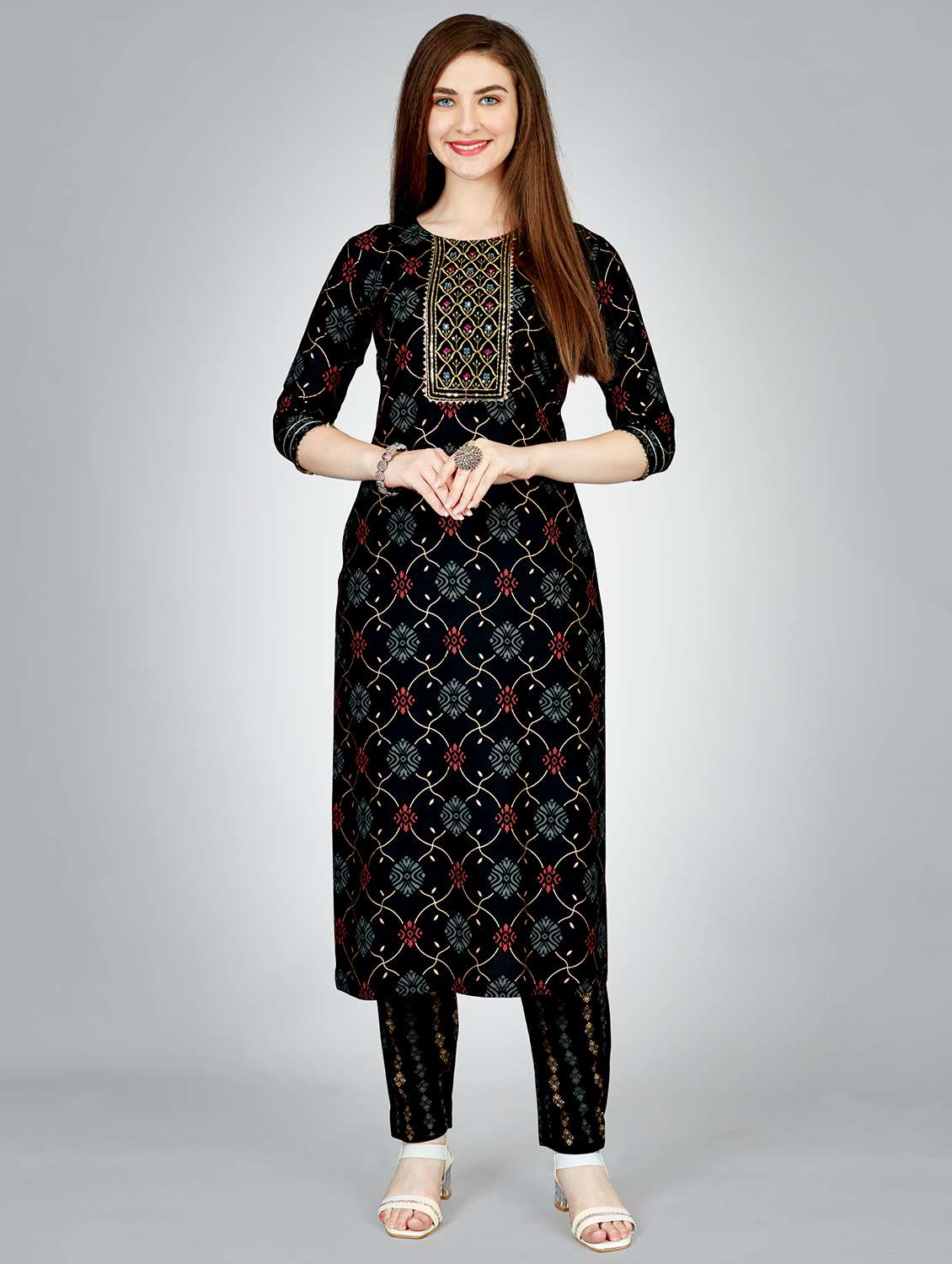 black rayon kurta pant  set
