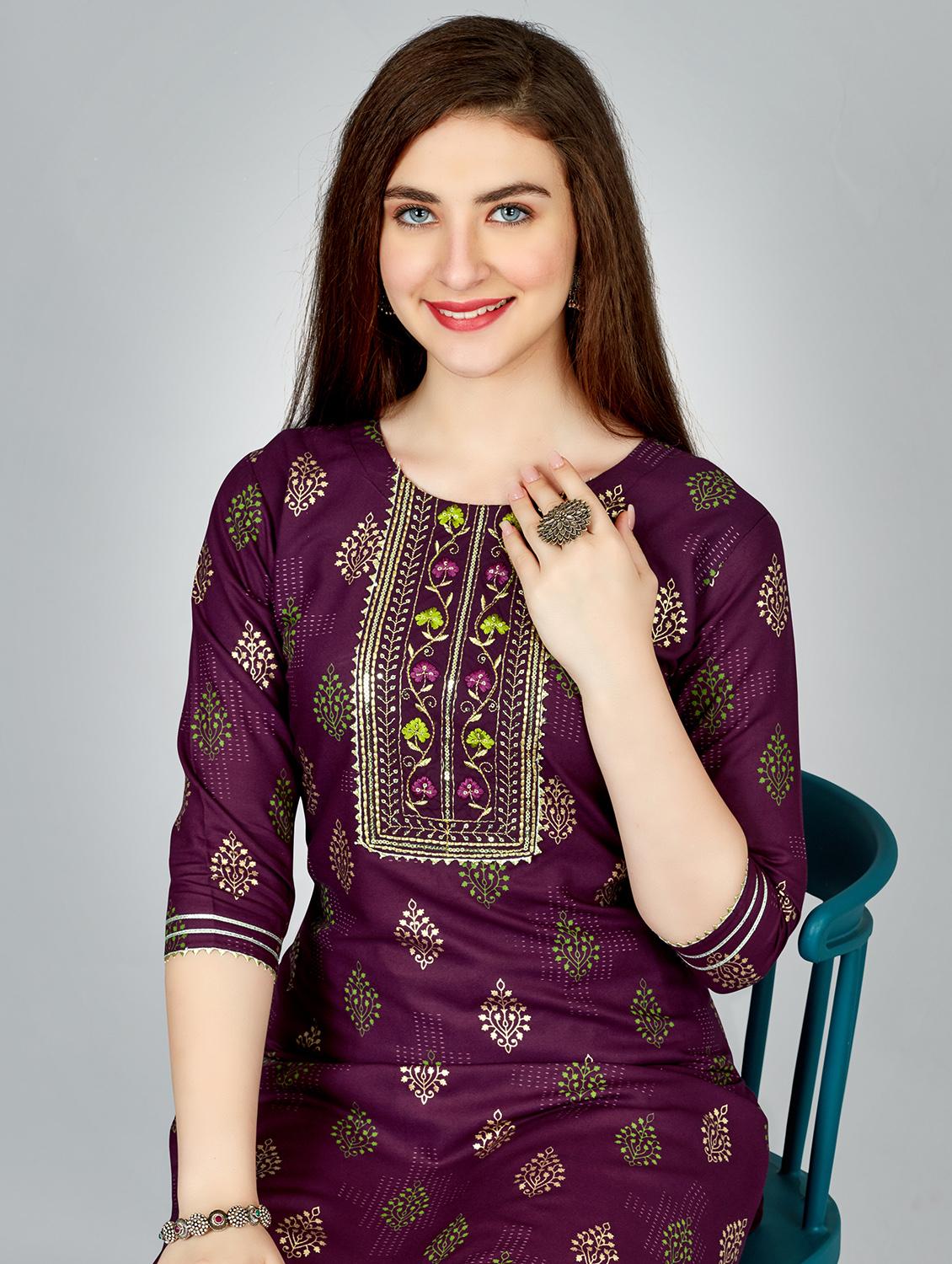 purple rayon kurta pant set - 20511204 - Standard Image - 4