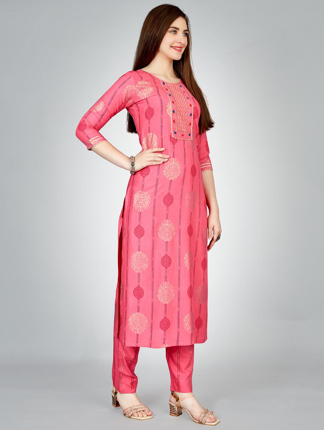 pink rayon kurta pant  set - 20511205 -  Standard Image - 1