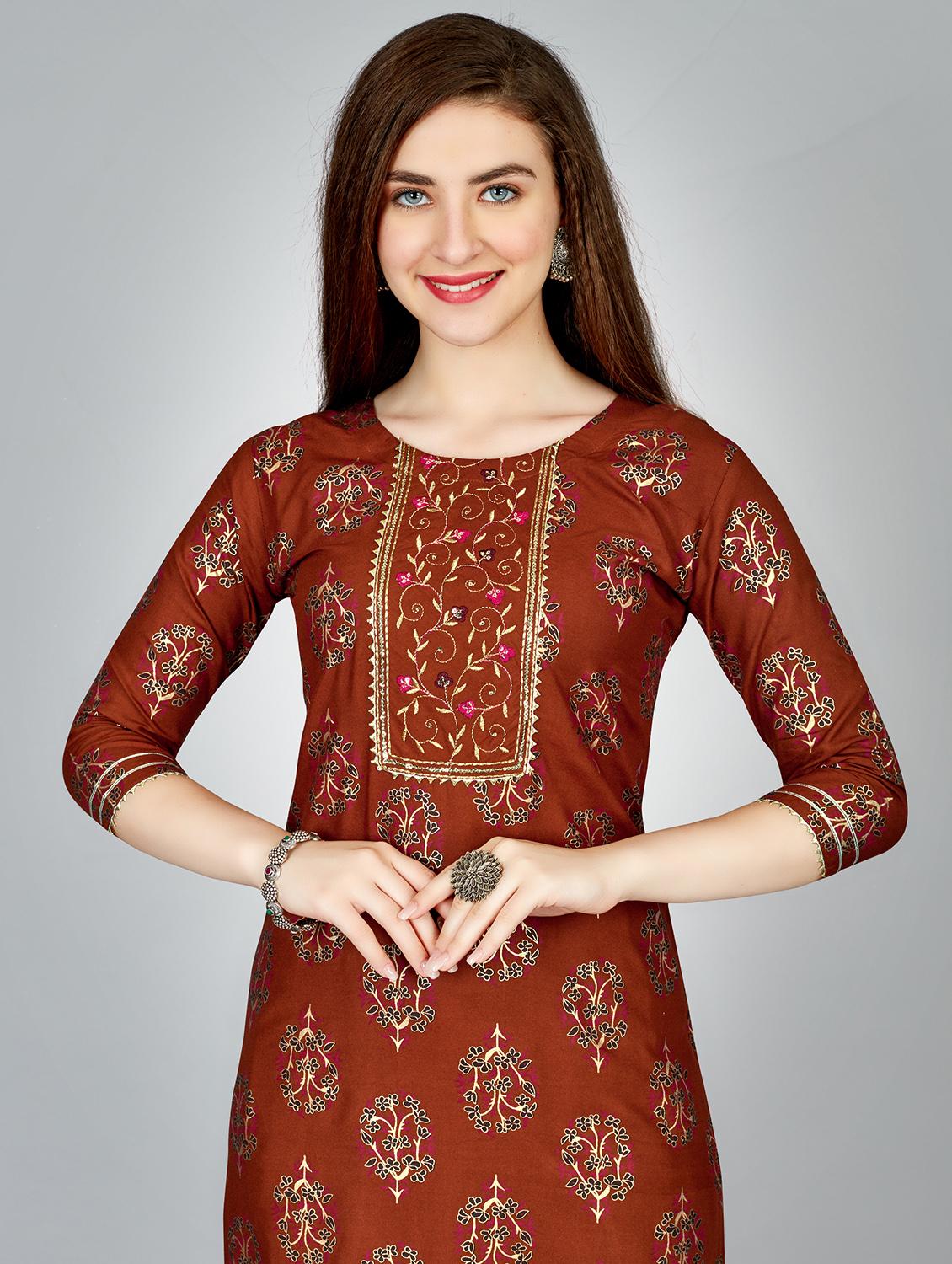 rust rayon kurta pant set - 20511207 - Standard Image - 4