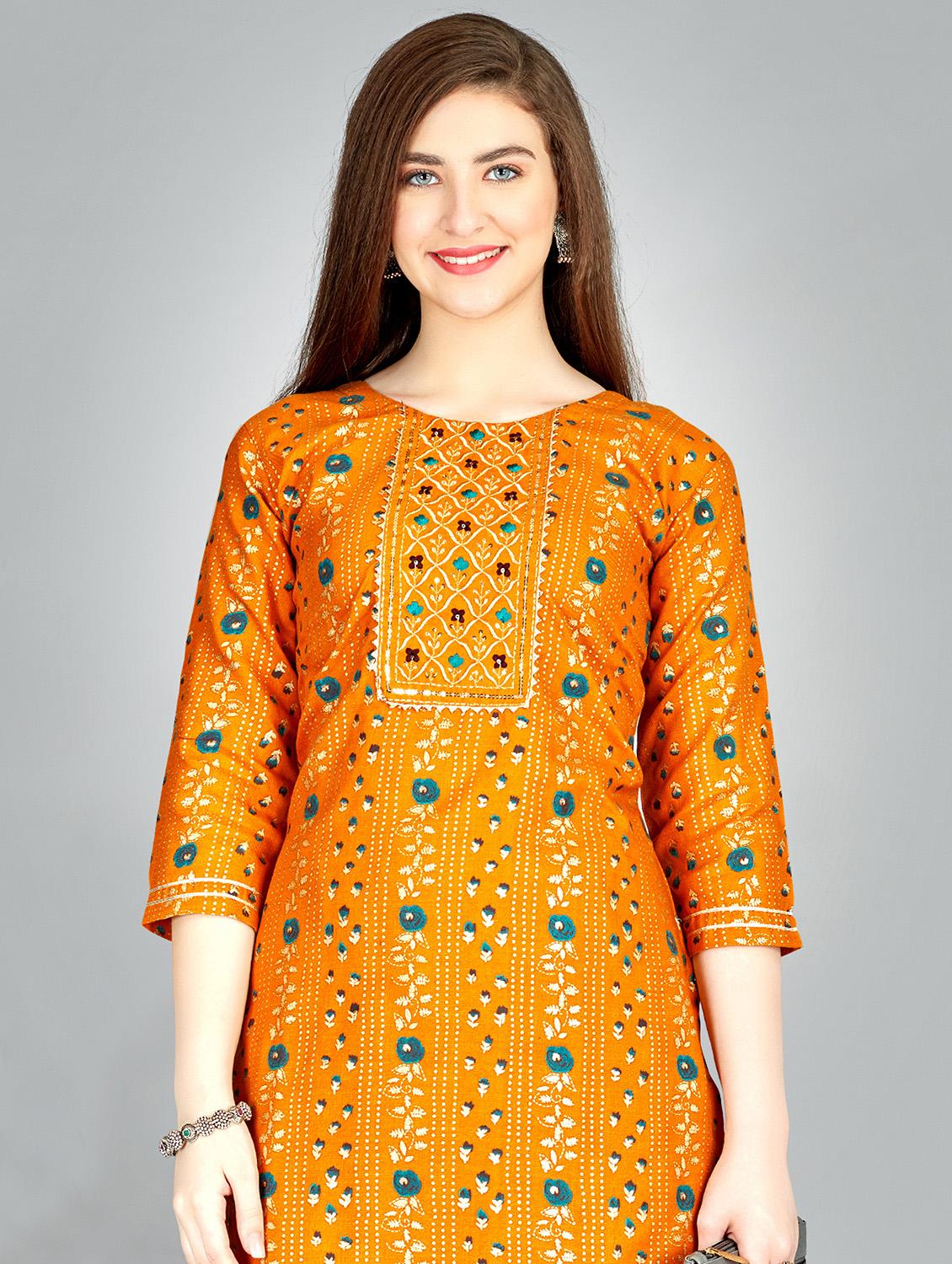yellow cotton blend kurta pant set - 20511299 - Standard Image - 4