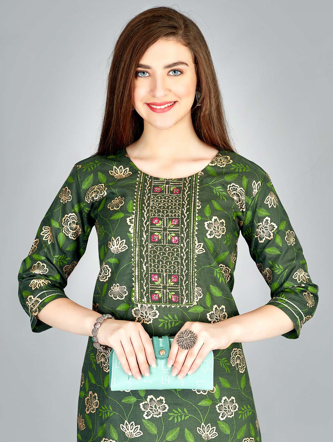 olive cotton blend kurta pant  set - 20511302 -  Standard Image - 4