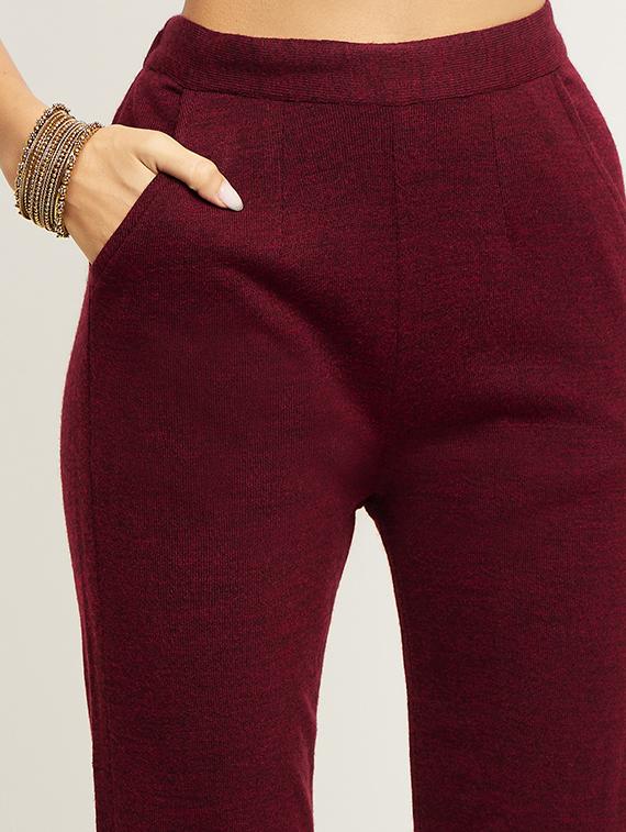 maroon self design winter wear set - 20511526 - Standard Image - 4