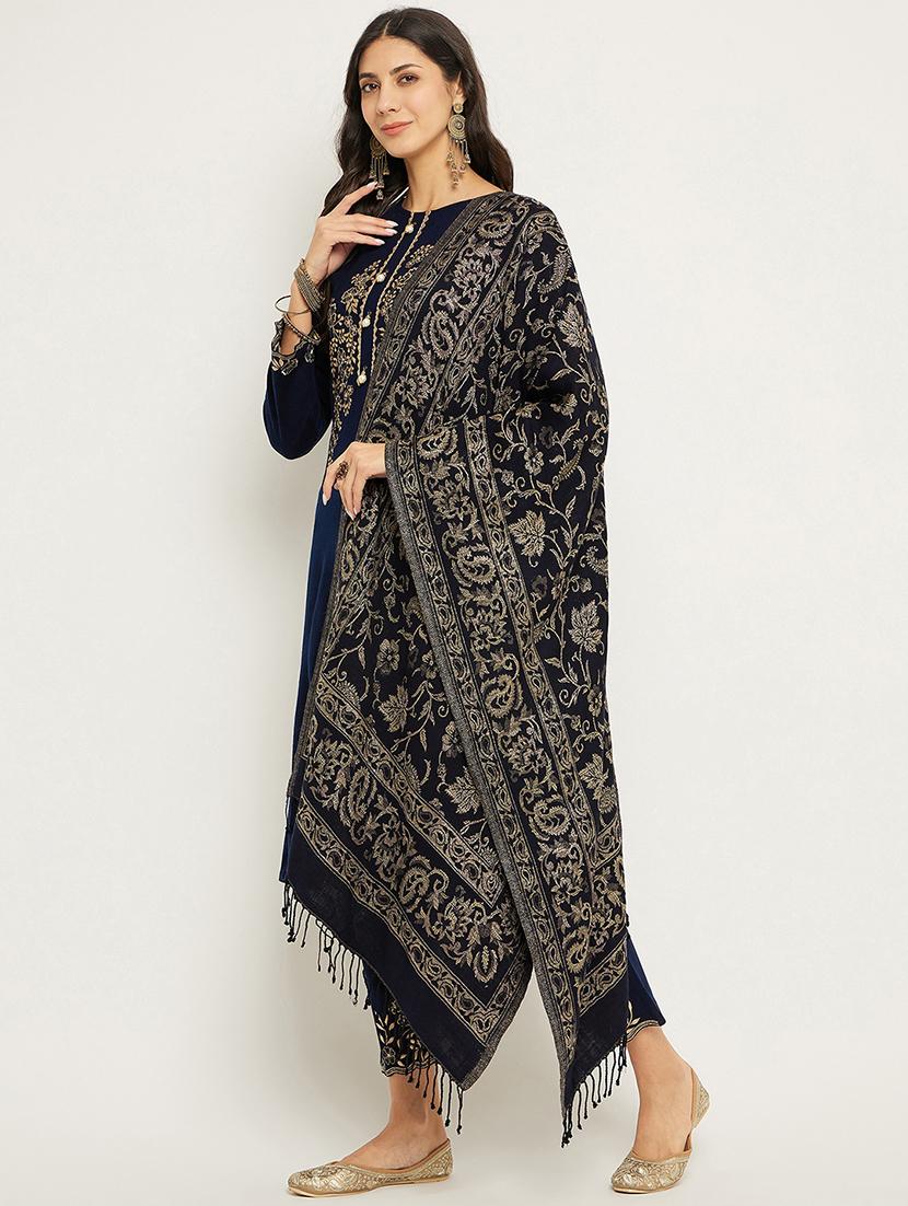 navy blue self design winter wear set - 20511527 -  Standard Image - 1