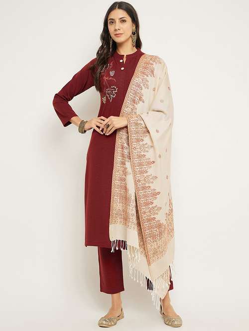 women self design long sleeve woollen suit set - 20511543 -  Standard Image - 0