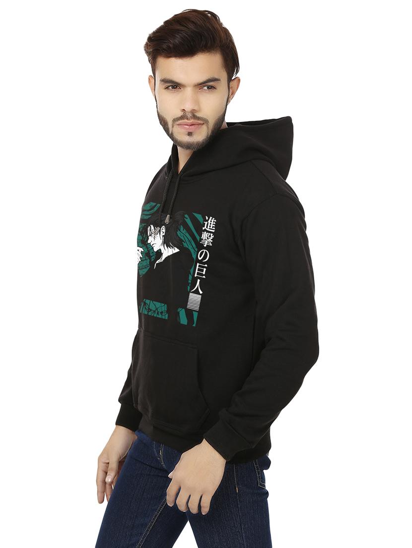 men black fleece chest print sweatshirt - 20511550 - Standard Image - 1