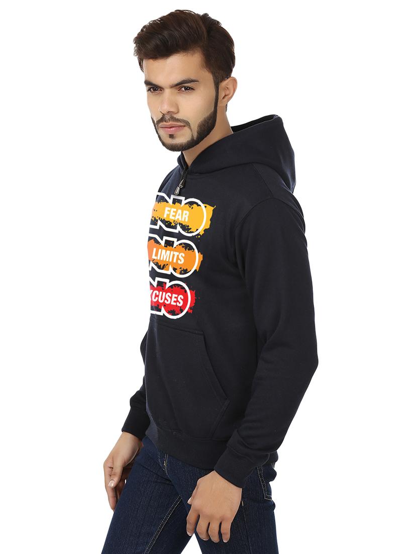 men blue fleece front print sweatshirt - 20511559 - Standard Image - 1