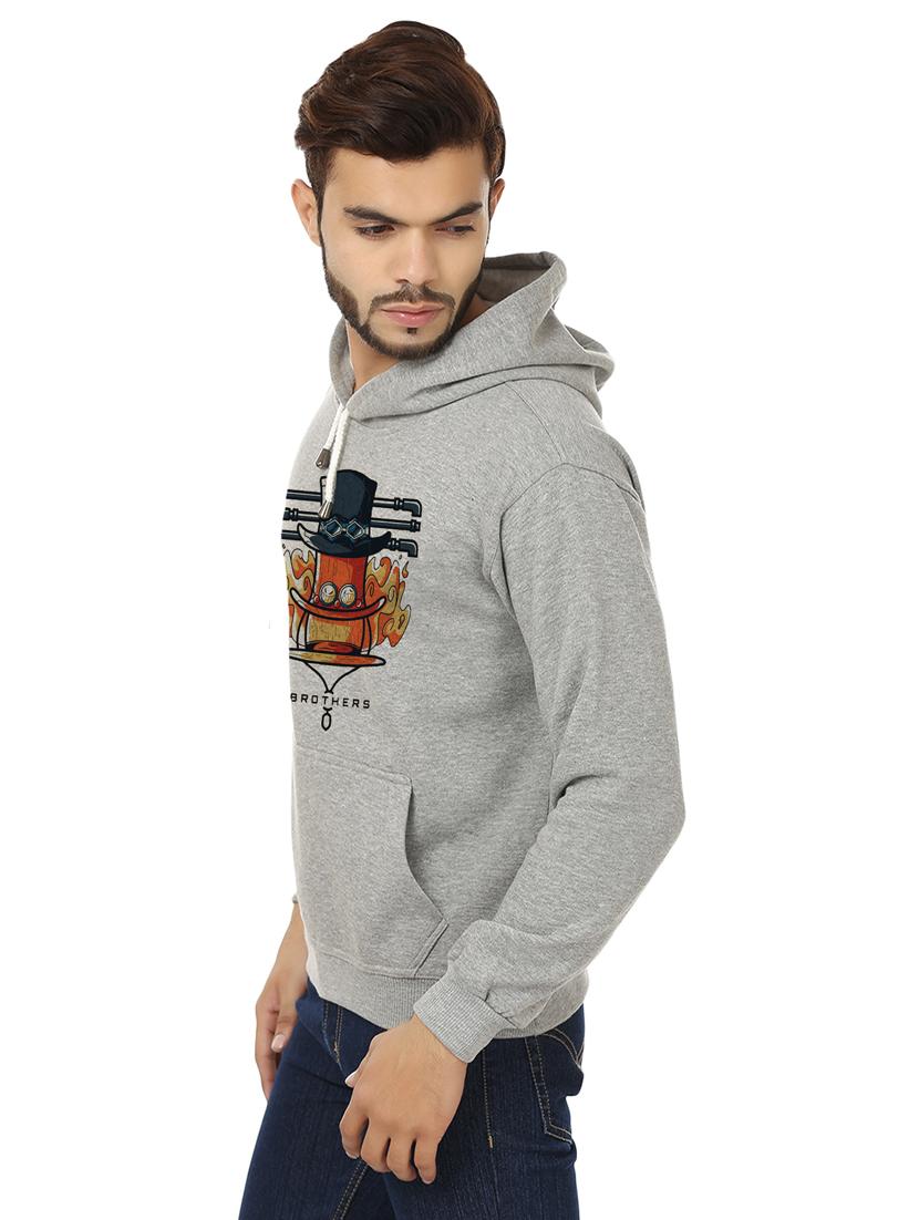 men grey fleece front print sweatshirt - 20511560 -  Standard Image - 1
