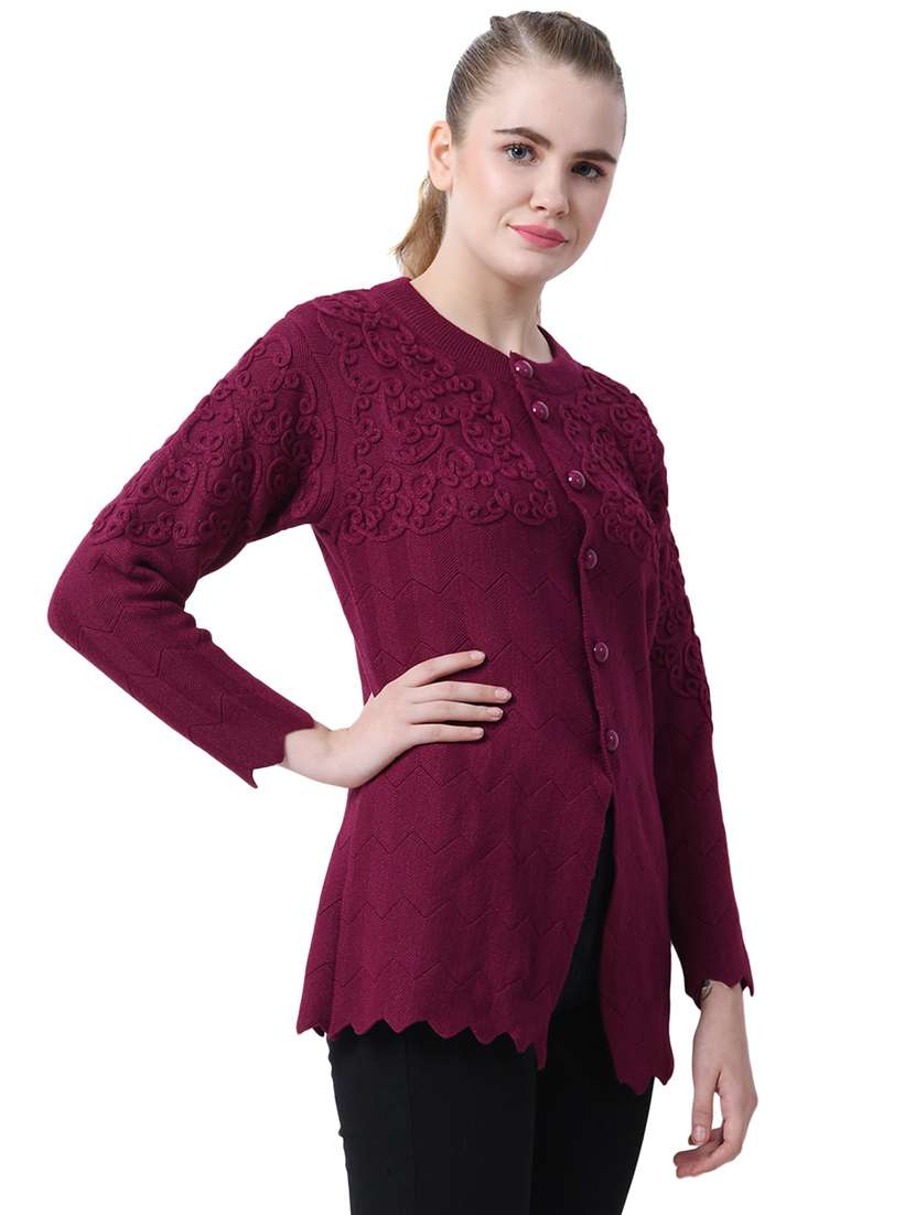women self design long sleeve cardigan - 20511745 -  Standard Image - 1