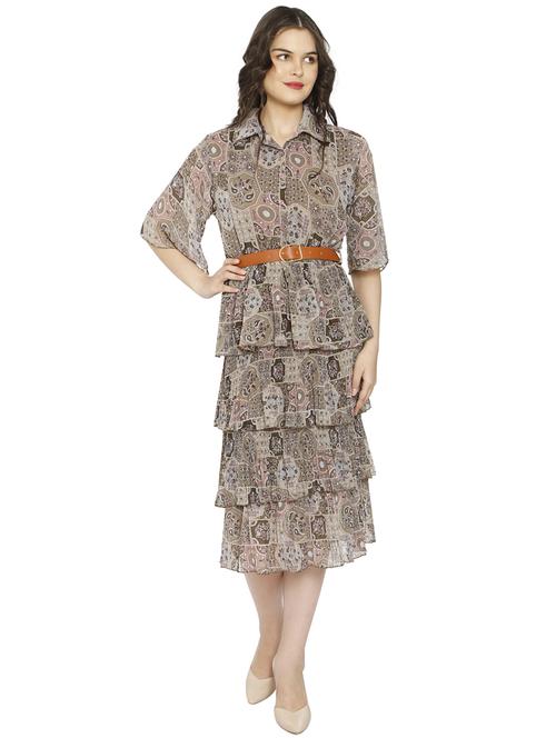 women printed layered dress - 20511834 -  Standard Image - 0