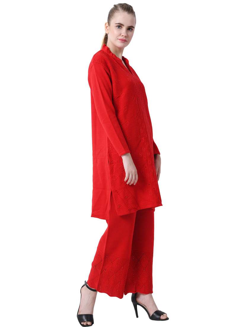 women red wool blend kurta pant set ethnic suit - 20511957 - Standard Image - 1
