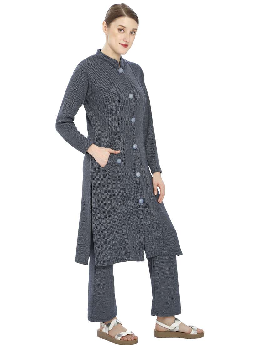 women grey mandarin neck kurta pant set - 20511967 - Standard Image - 1