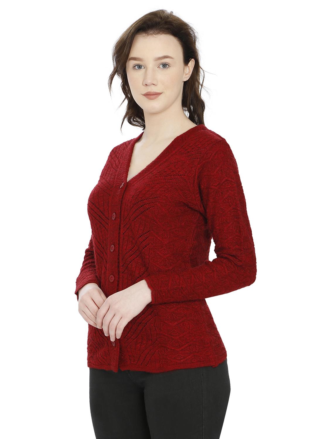 women self design woollen cardigan - 20512225 - Standard Image - 1