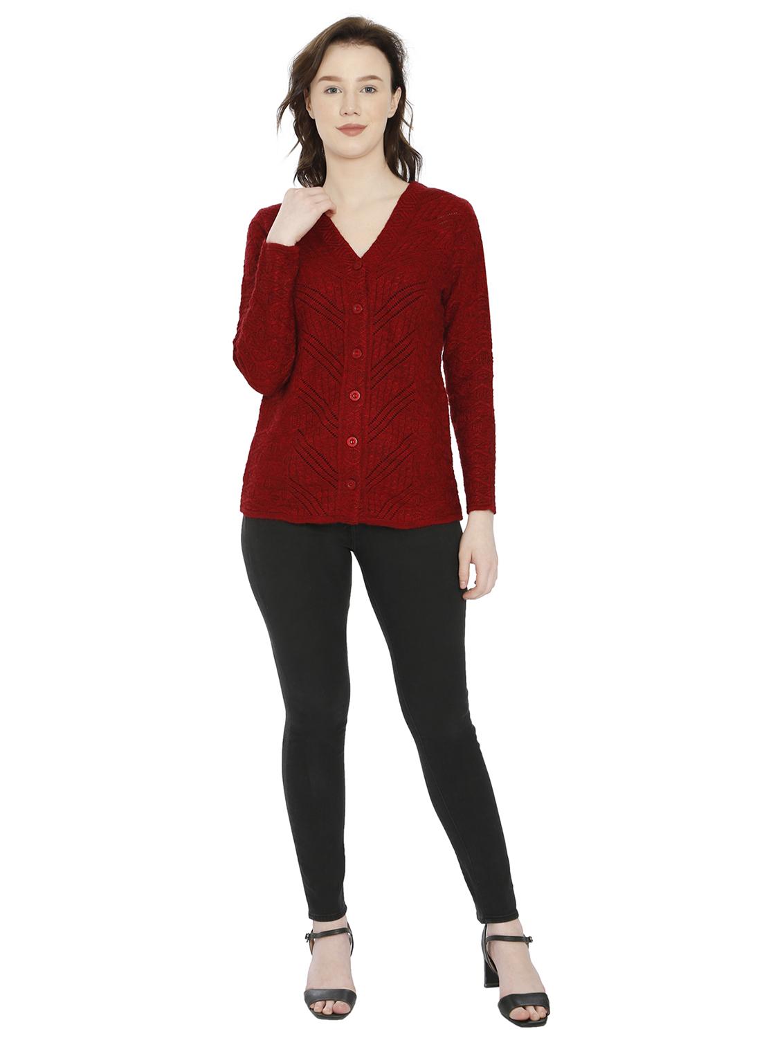 women self design woollen cardigan - 20512225 - Standard Image - 4