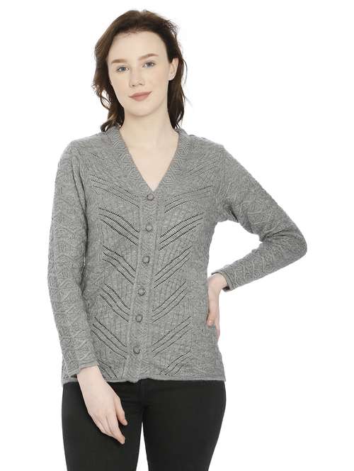women self design woollen cardigan - 20512227 - Standard Image - 0
