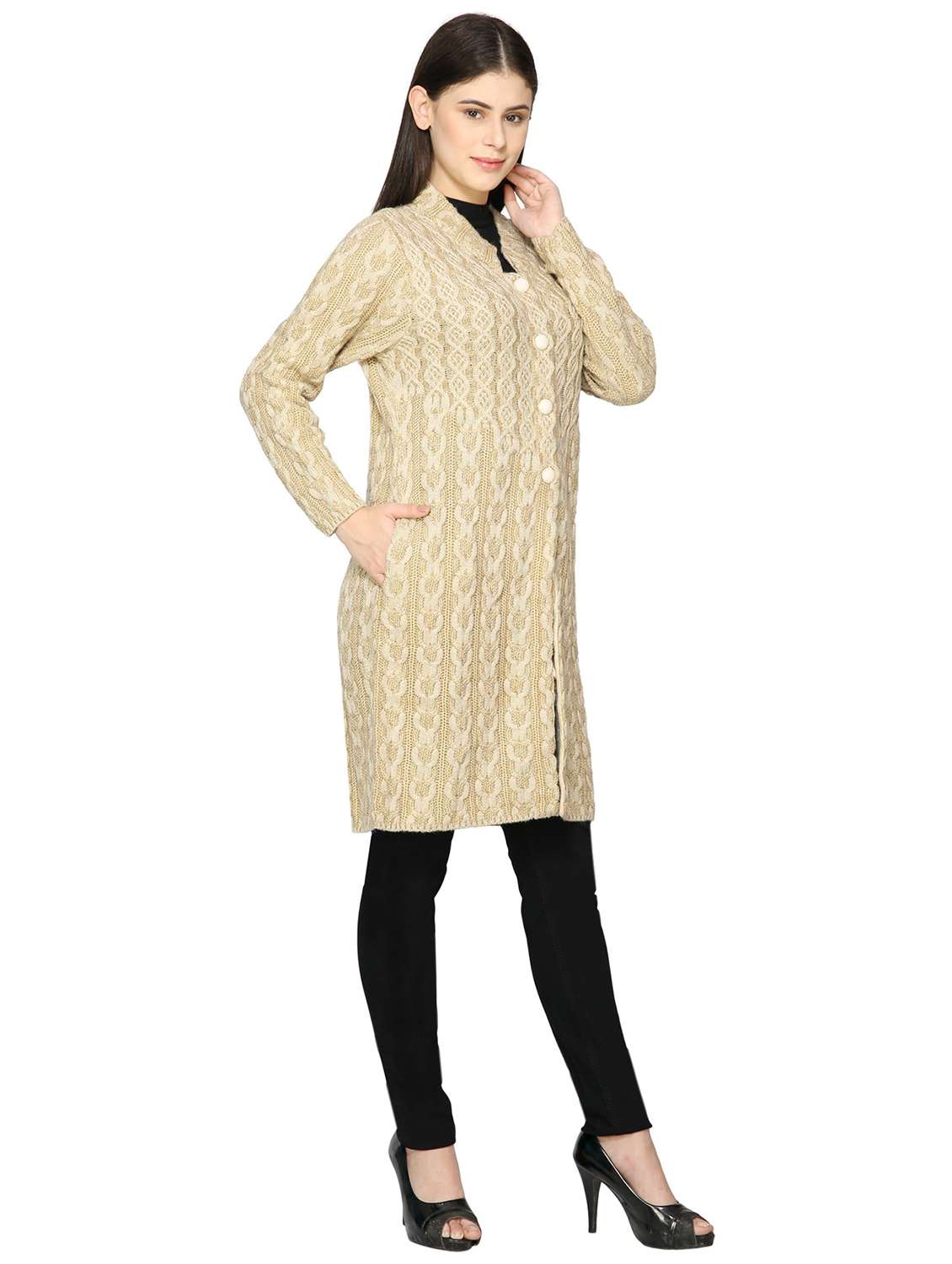 women self design woollen cardigan - 20512252 - Standard Image - 1
