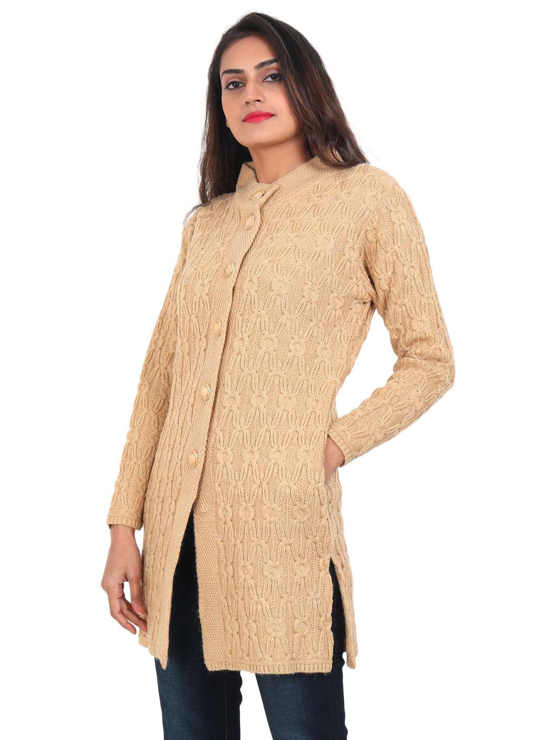 women self design woollen cardigan - 20512277 - Standard Image - 1