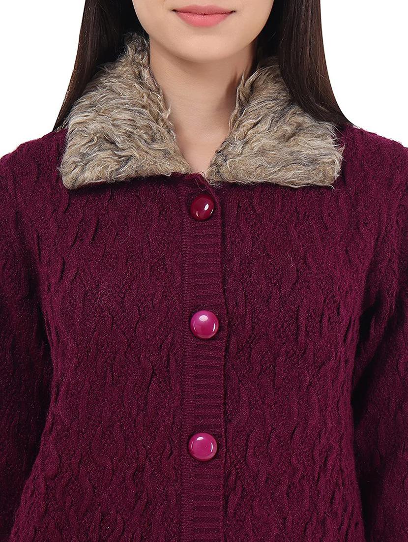 women self design woollen cardigan - 20512293 - Standard Image - 4