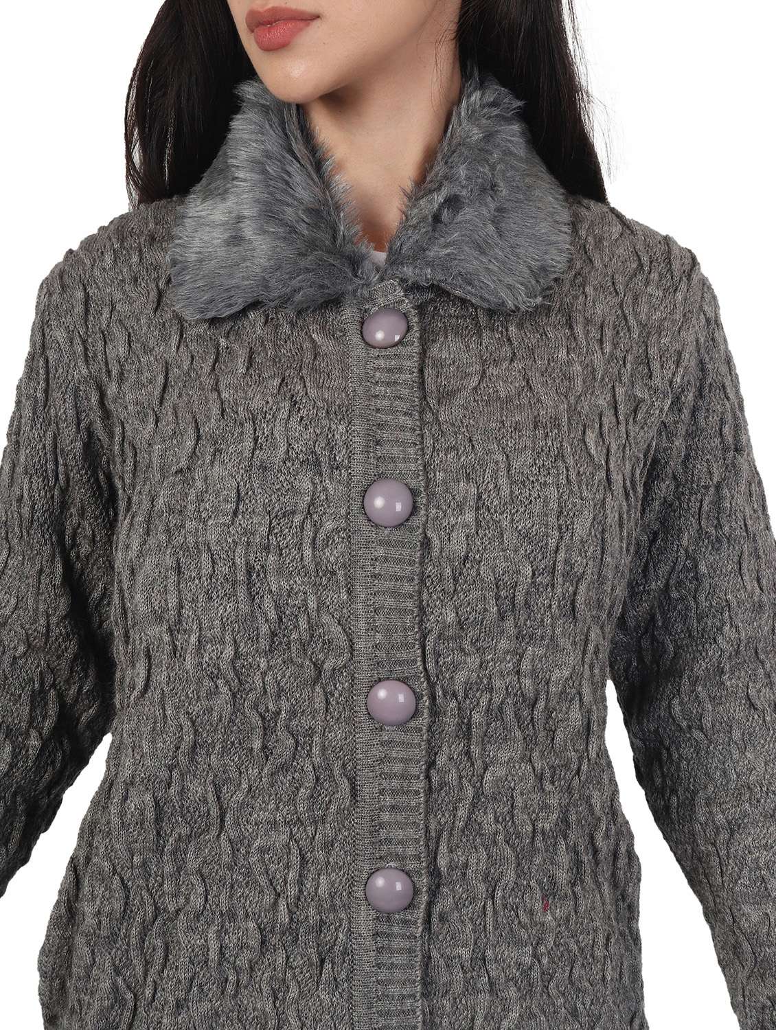 women self design woollen cardigan - 20512301 -  Standard Image - 4