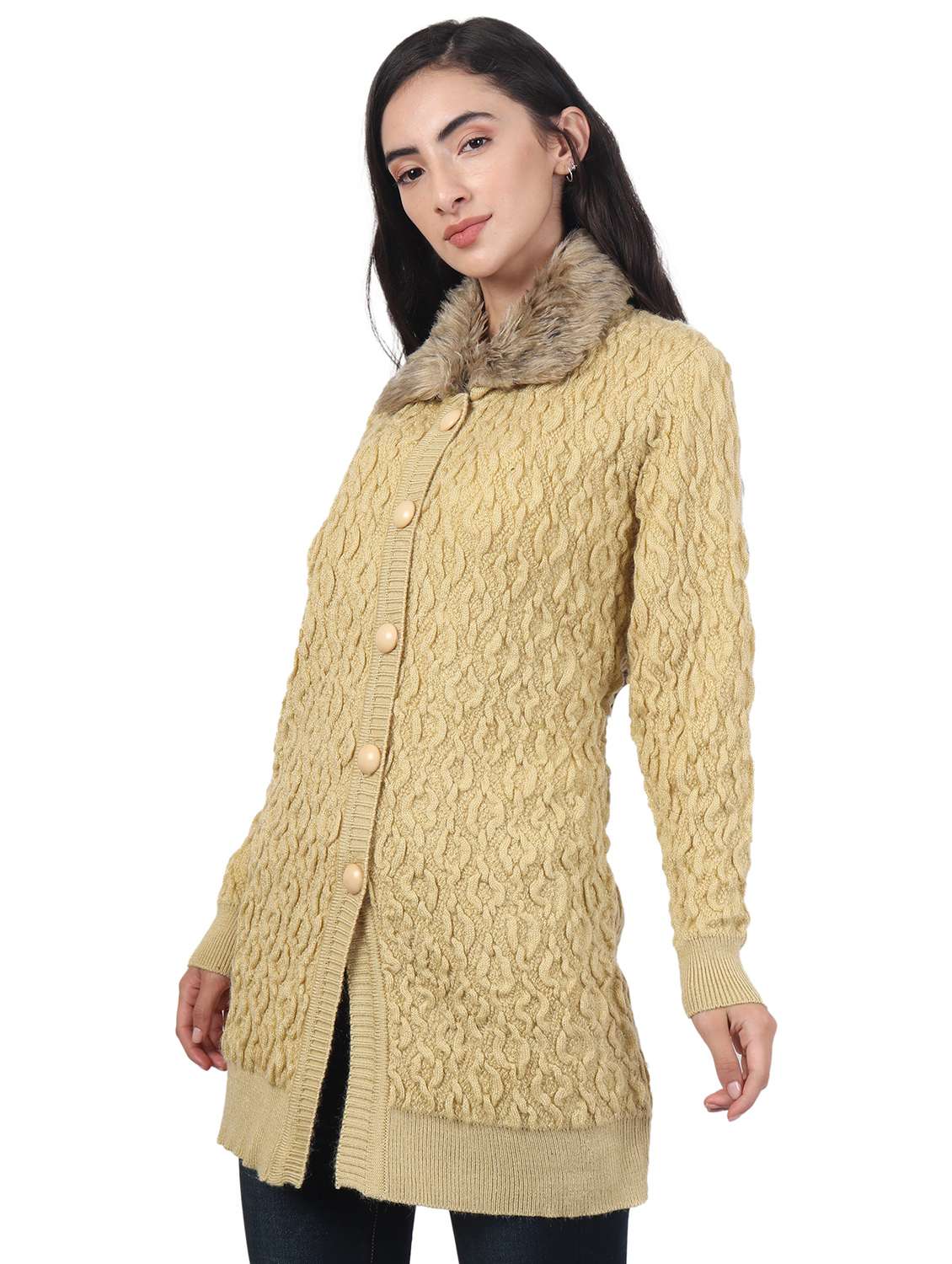 women self design woollen cardigan - 20512306 - Standard Image - 1