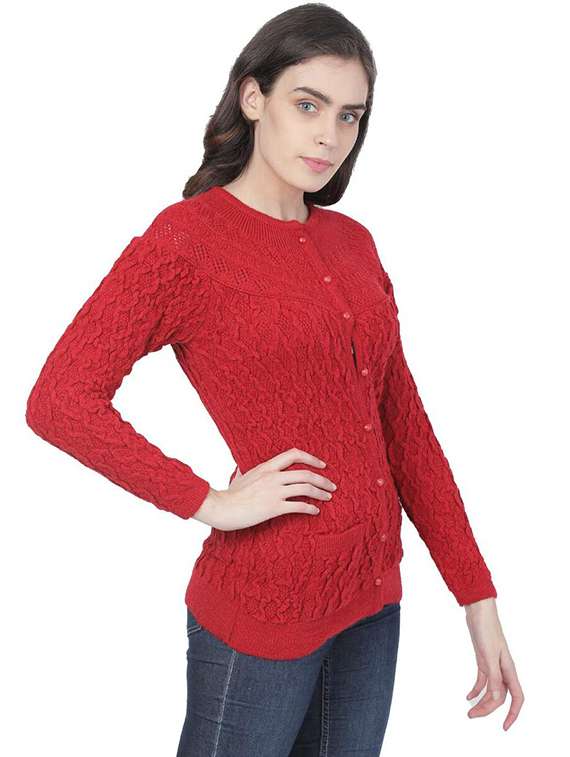 women self design woollen cardigan - 20512319 - Standard Image - 1