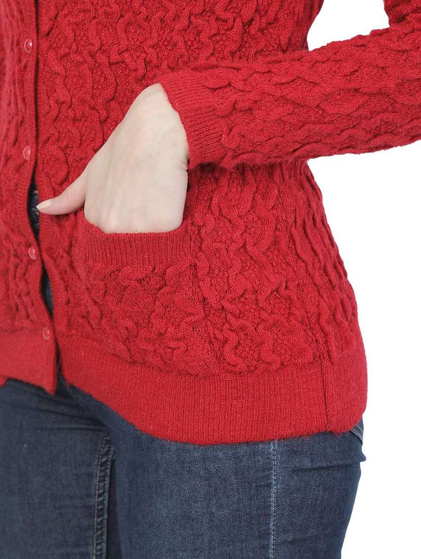women self design woollen cardigan - 20512319 - Standard Image - 4
