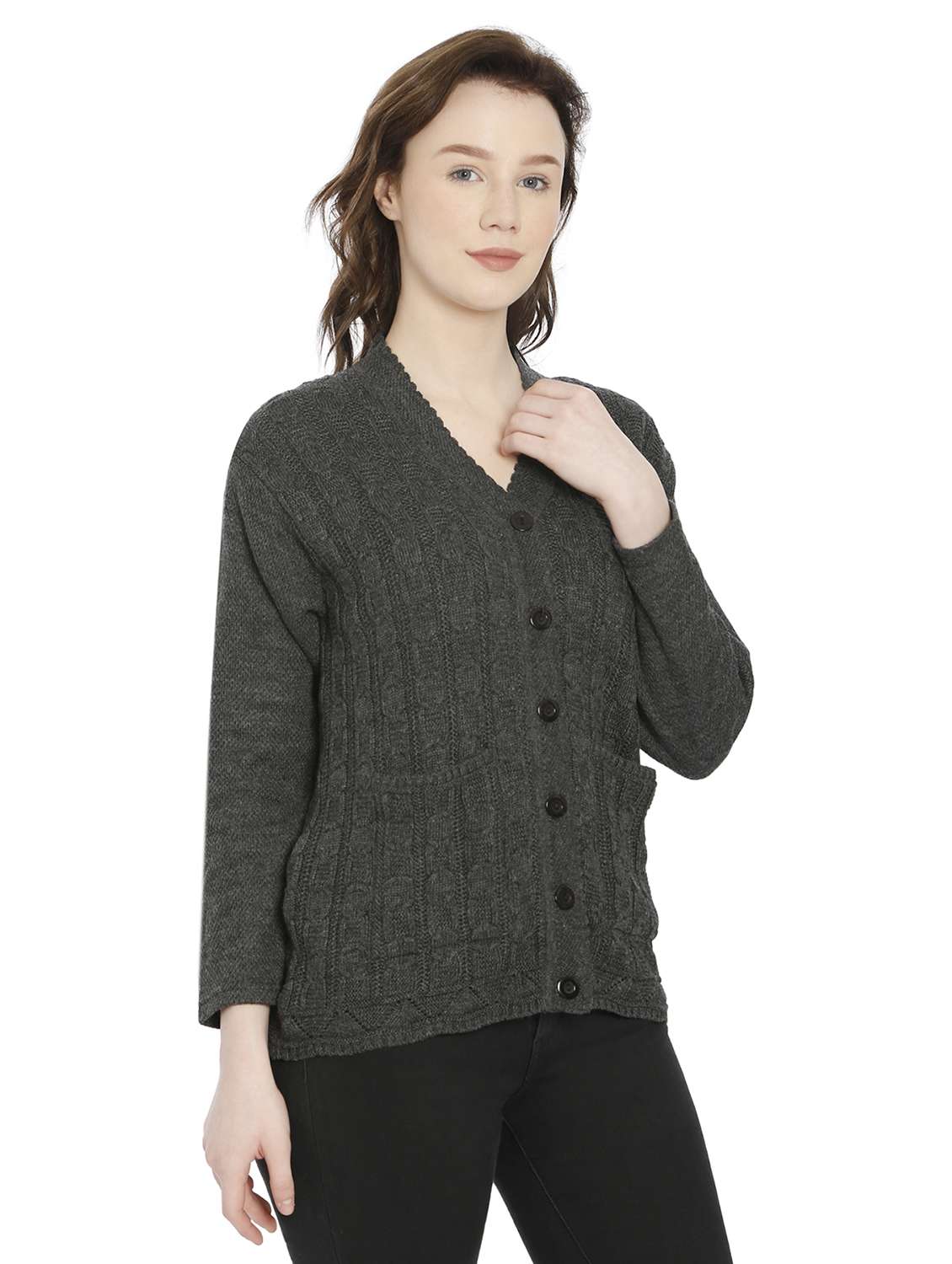 women self design woollen cardigan - 20512331 - Standard Image - 1