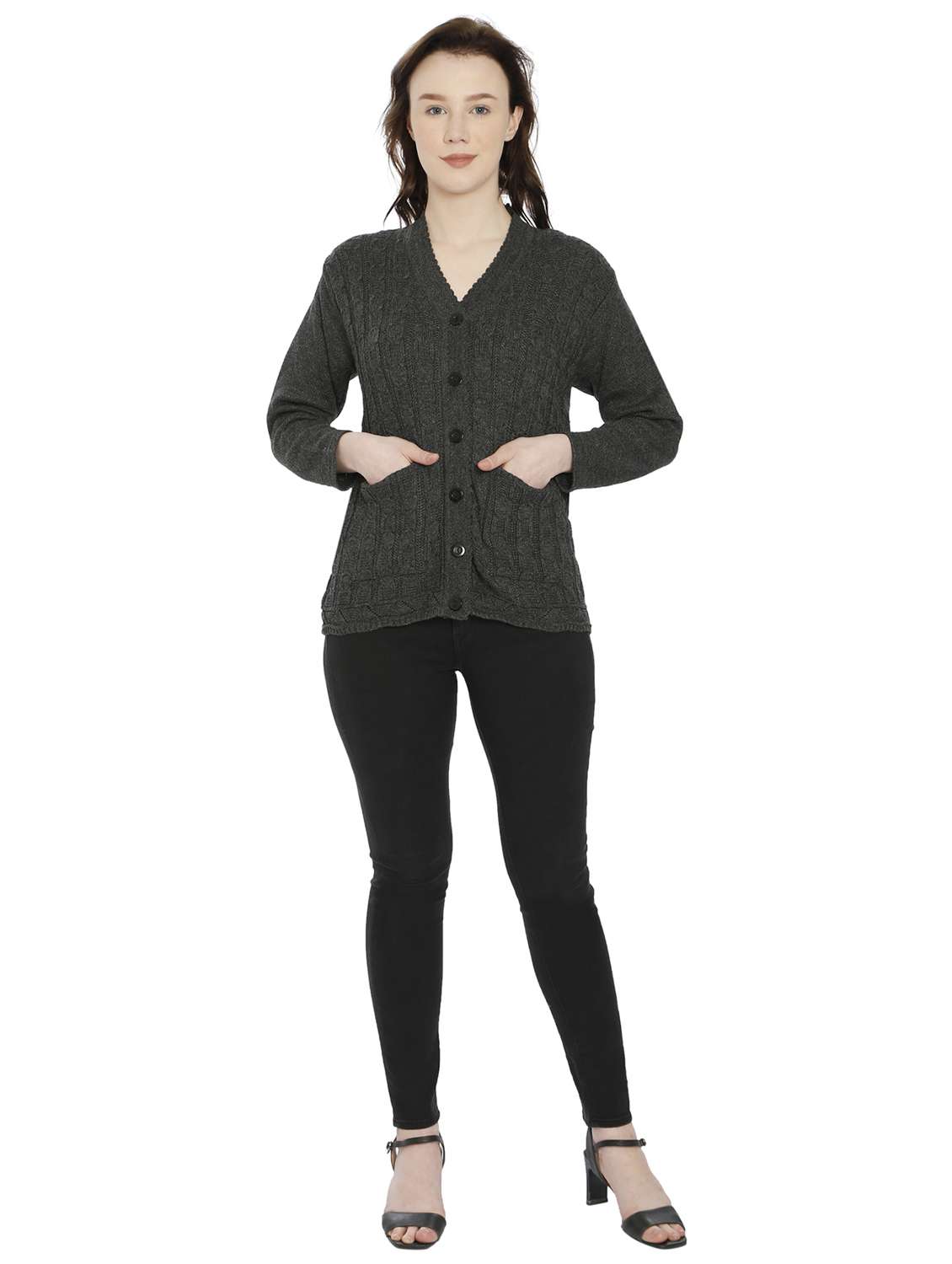 women self design woollen cardigan - 20512331 - Standard Image - 4