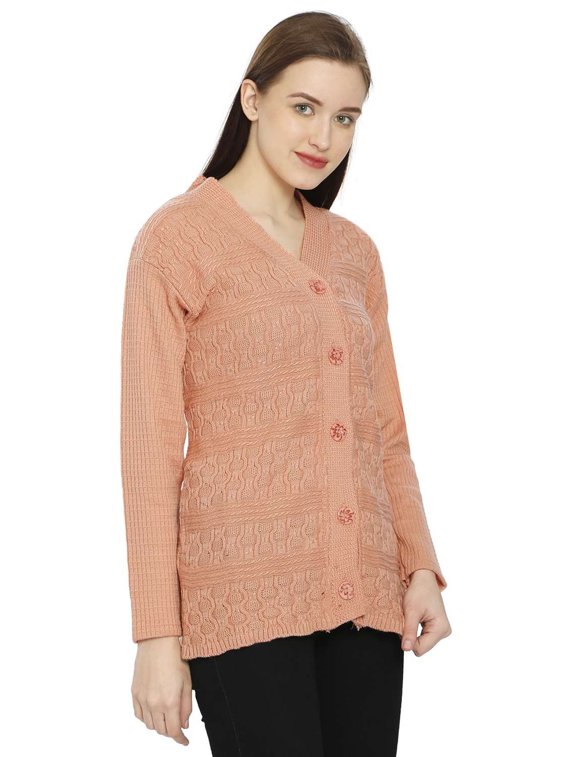 women self design woollen cardigan - 20512332 - Standard Image - 1