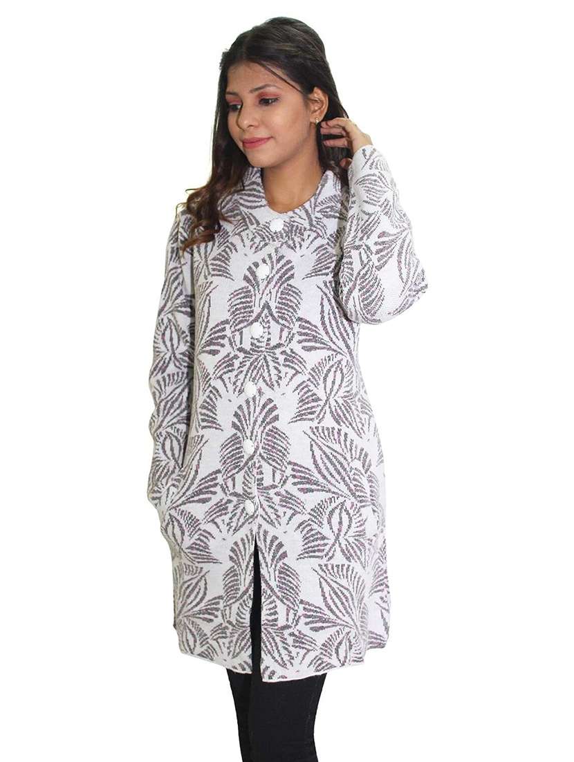 women woollen printed cardigan - 20512362 - Standard Image - 1