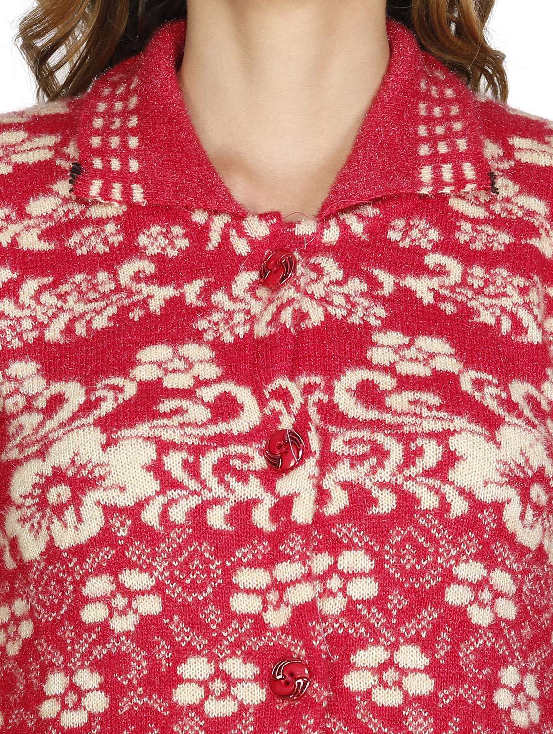 women woollen printed cardigan - 20512384 - Standard Image - 4