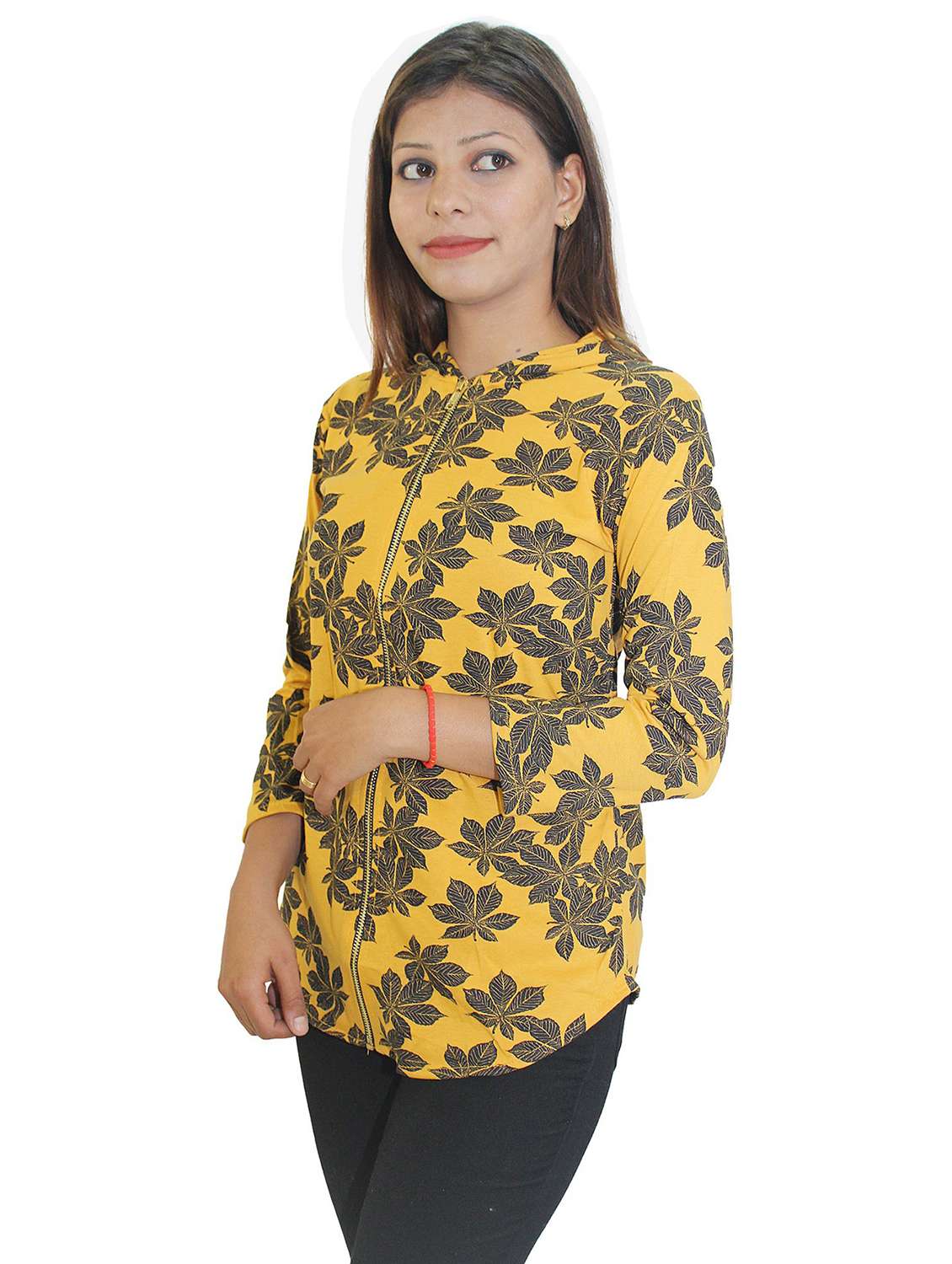 yellow long sleeve hooded sweatshirt - 20512412 -  Standard Image - 1