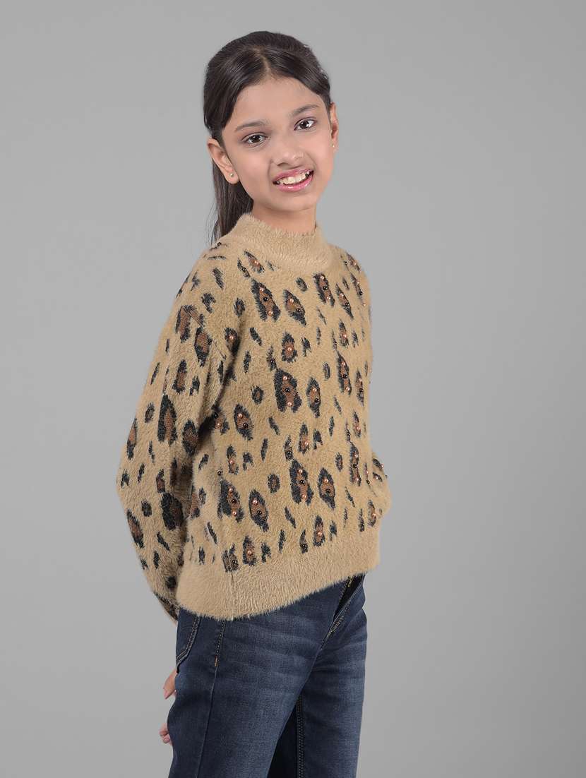 girls brown nylon regular sweater - 20512599 -  Standard Image - 1