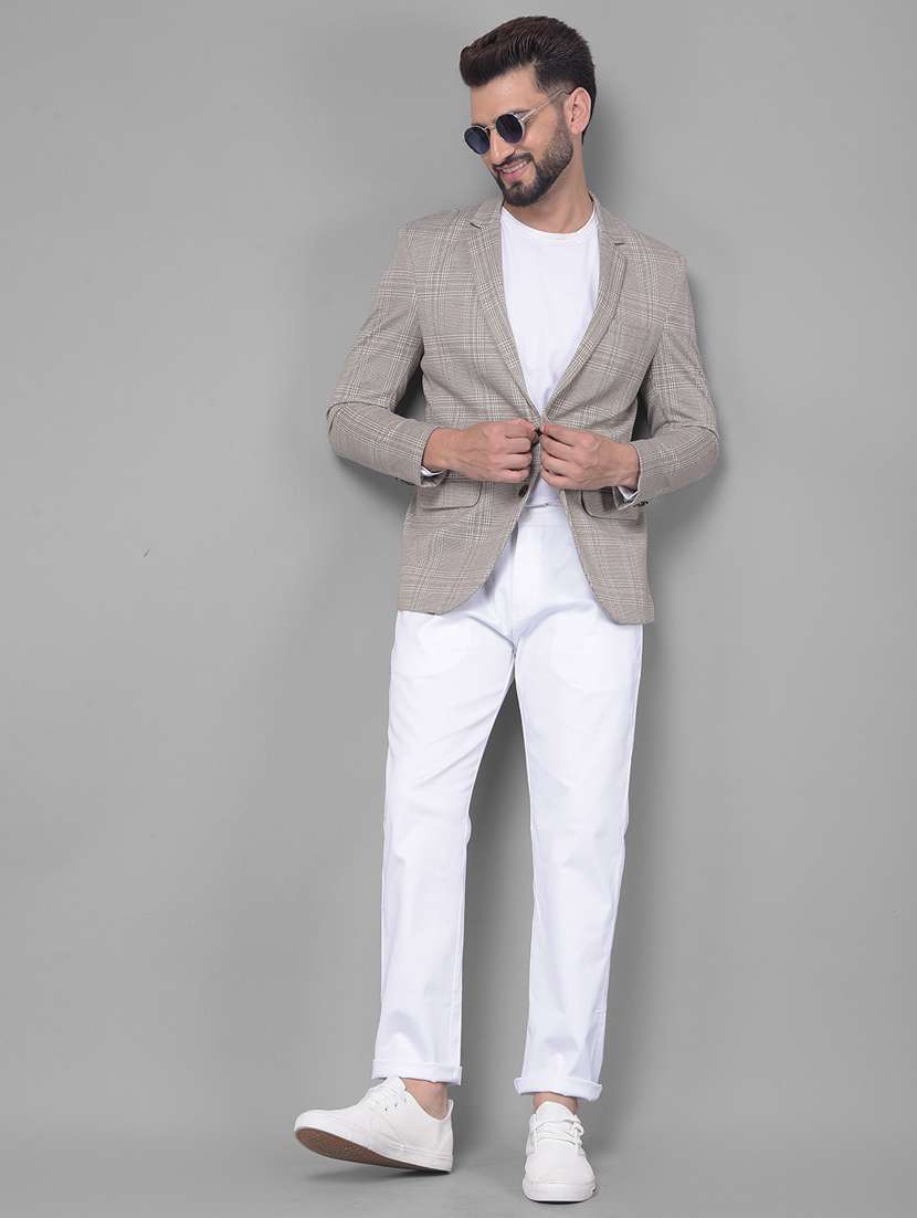 men grey checkered single breasted casual blazer - 20512625 -  Standard Image - 4
