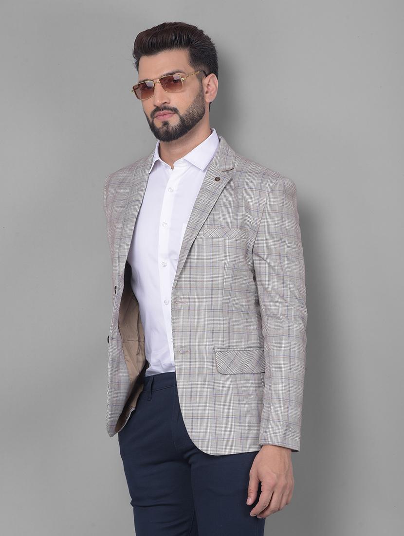 men checked single breasted casual blazer - 20512639 - Standard Image - 1